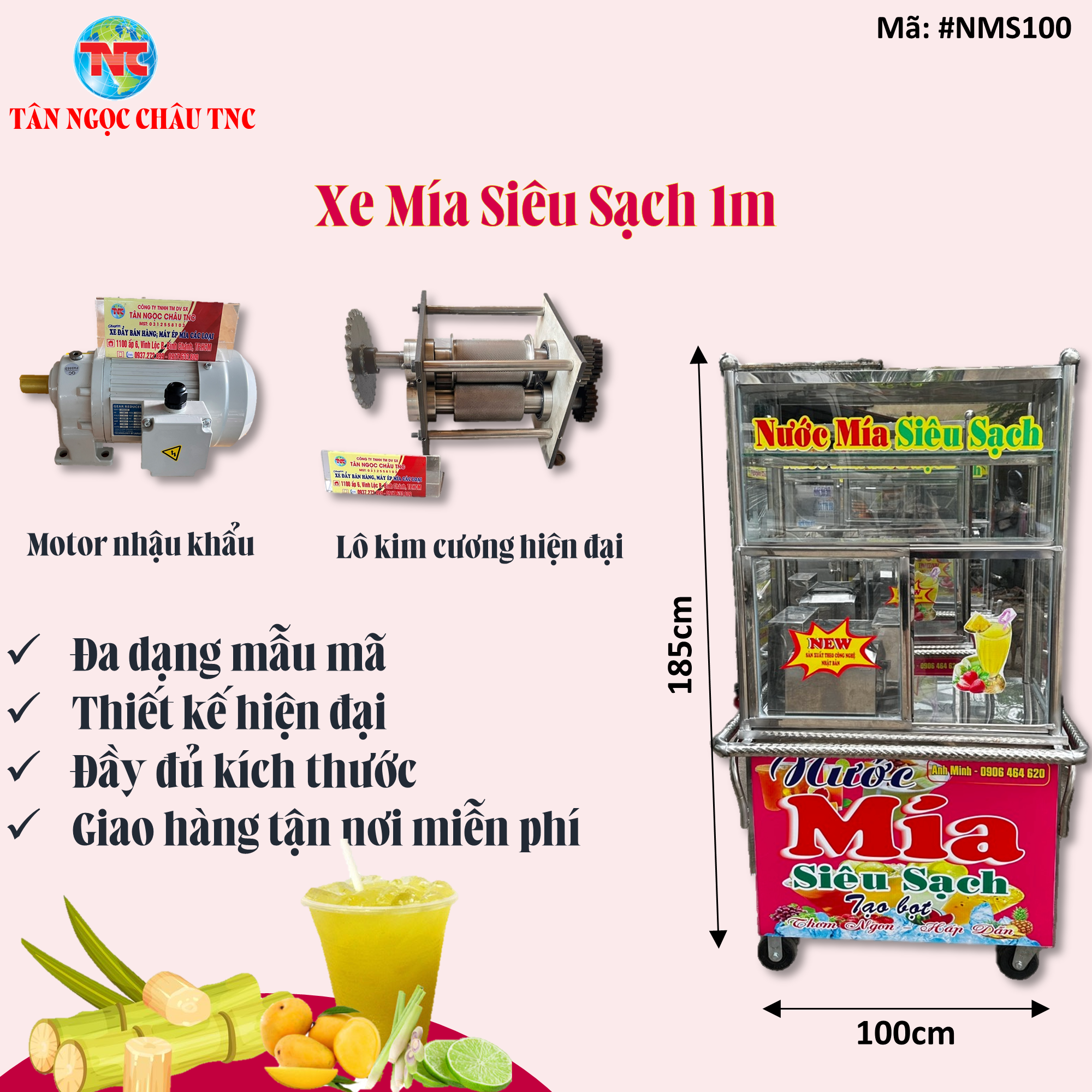 Xe nước mía siêu sạch 1m*50*1m85 LÔ KIM CƯƠNG HIỆN ĐẠI